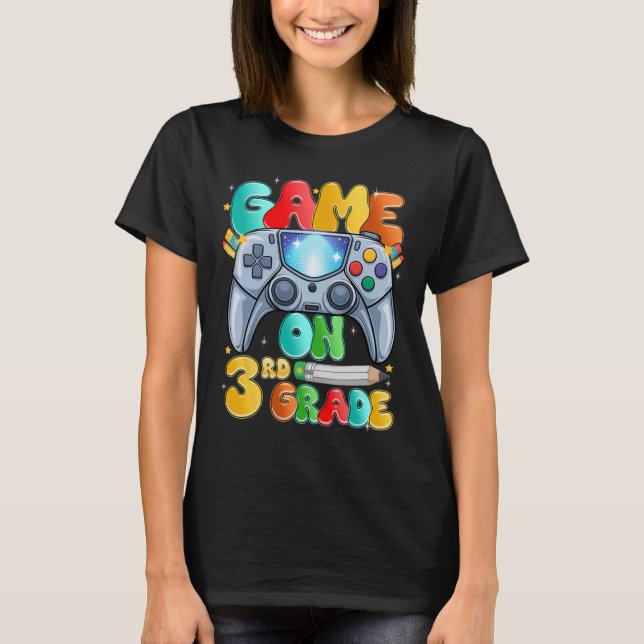 Game On Third 3rd Grade Back To School Level Unloc T-Shirt (Front)
