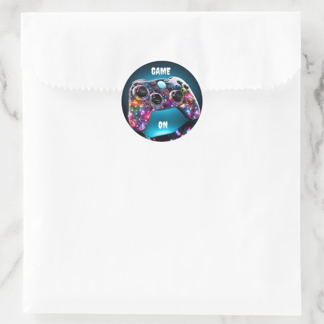 Game On Vibrant Remote Controller Classic Round Sticker (Bag)