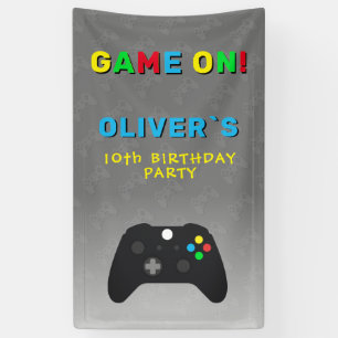 Game On Video Controller Gaming Birthday Party Banner