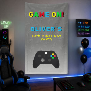 Game On Video Controller Gaming Birthday Party Banner
