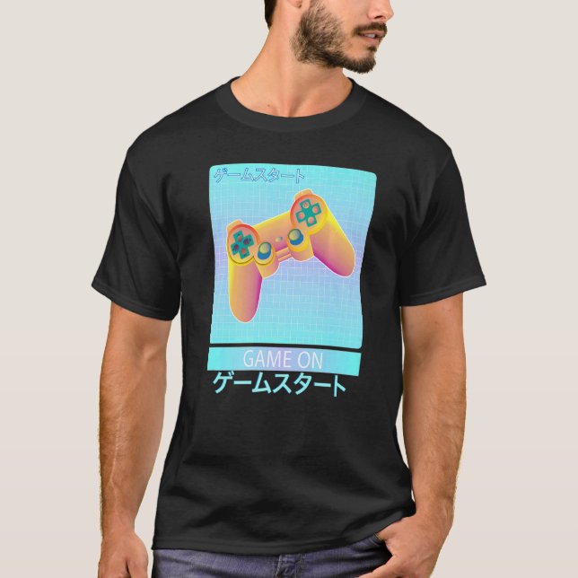 Game On Video Game Controller Retro Vaporwave Japa T-Shirt (Front)