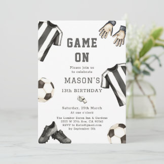 Game One football Sports Theme Soccer Birthday Invitation