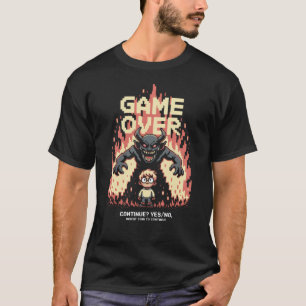 Game Over 8 Bit Glitch Art T-Shirt