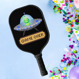 Game Over Alien Flying UFO Spaceship Pixel Art Pickleball Paddle