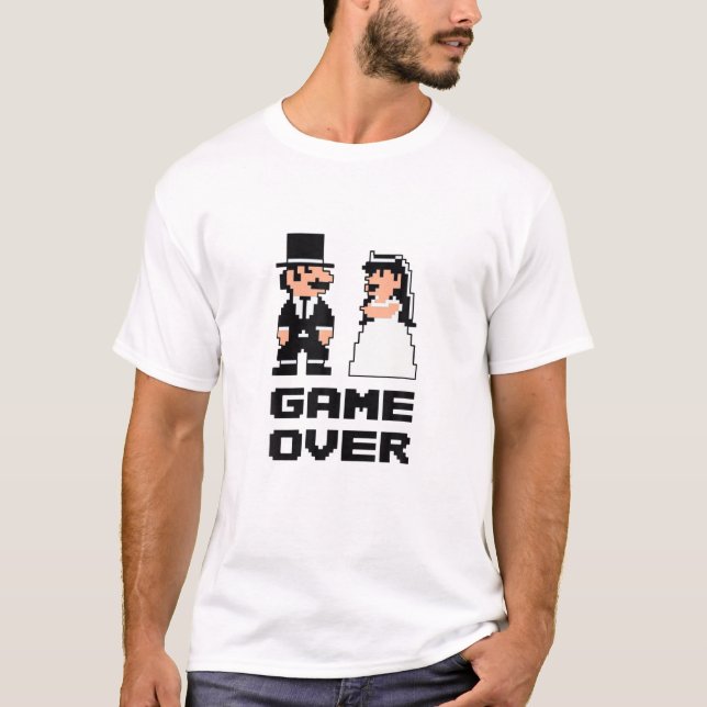 Game Over Bachelor Party Wedding Groomsman Humor G T-Shirt (Front)