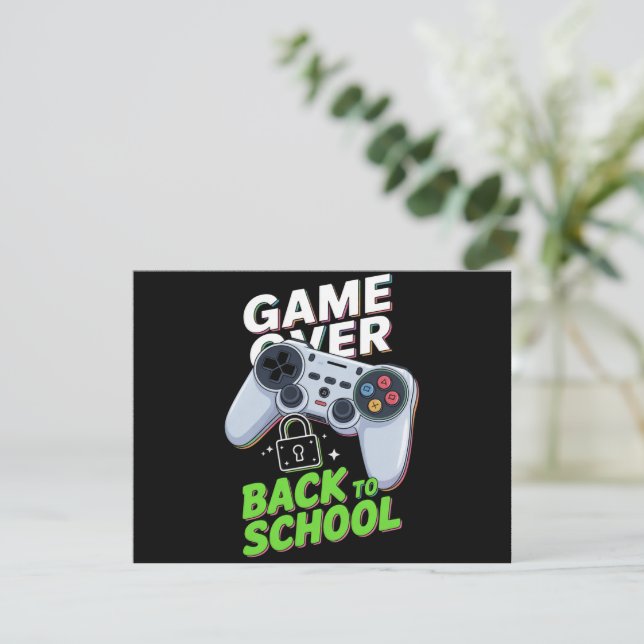 Game Over Back To School Funny First Day School Invitation (Standing Front)