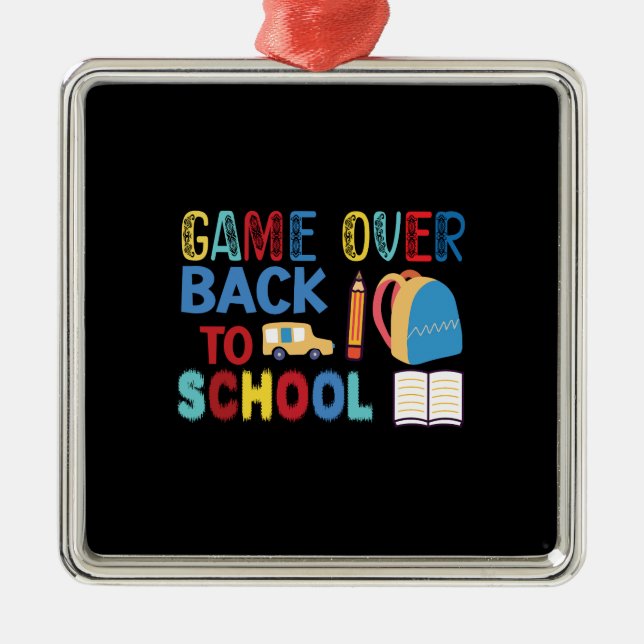 Game Over Back To School Metal Tree Decoration (Front)