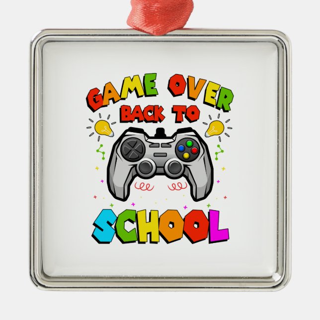 Game Over Back To School Metal Tree Decoration (Front)