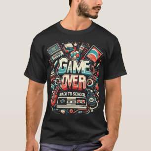 Game Over, Back to School: Retro Gaming & Academic T-Shirt