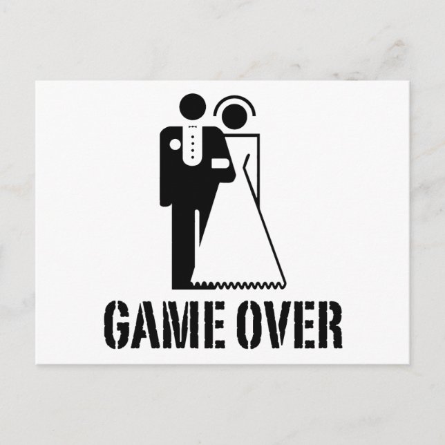 Game Over Bride Groom Wedding Postcard (Front)