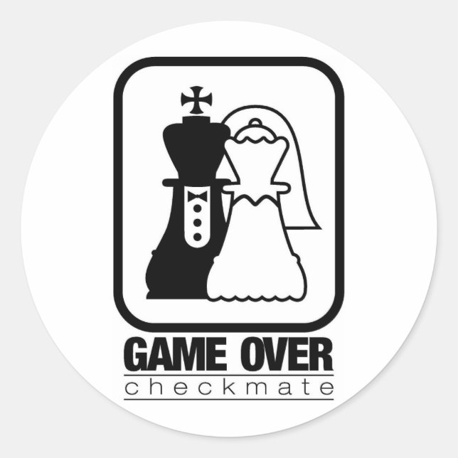 Game Over Check Mate Classic Round Sticker (Front)