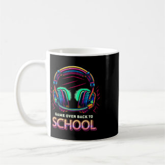 Game Over Ck To School Funny Neon Gamer Headphones Coffee Mug