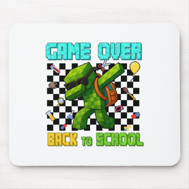 Game Over Ck To School Gamer Funny Kids First Day  Mouse Pad (Front)