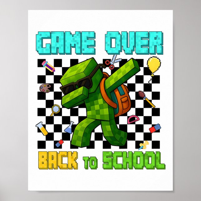 Game Over Ck To School Gamer Funny Kids First Day  Poster (Front)