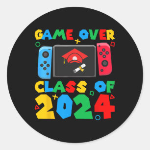 Game Over Cl Of Video Gamer Students Funny Graduat Classic Round Sticker