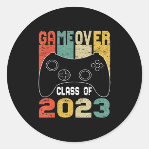 Game Over Class of 2023 Video Games Vintage Gradua Classic Round Sticker