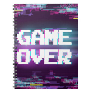Game over concept, glitch effect. notebook