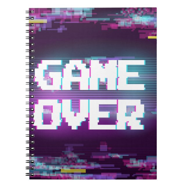 Game over concept illustration with glitch effect. notebook (Front)