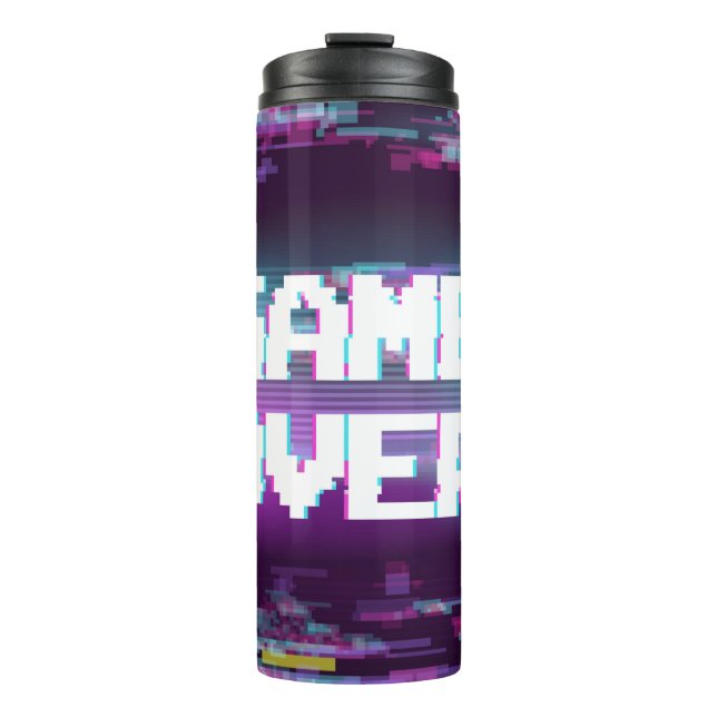 Game over concept illustration with glitch effect. thermal tumbler (Front)