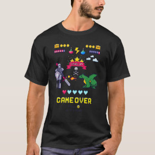 Game Over & Enjoy Retro Fighting Pixel Games Graph T-Shirt