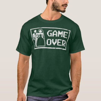 Game over Funny Vintage Video gamer Bachelor Weddi T-Shirt