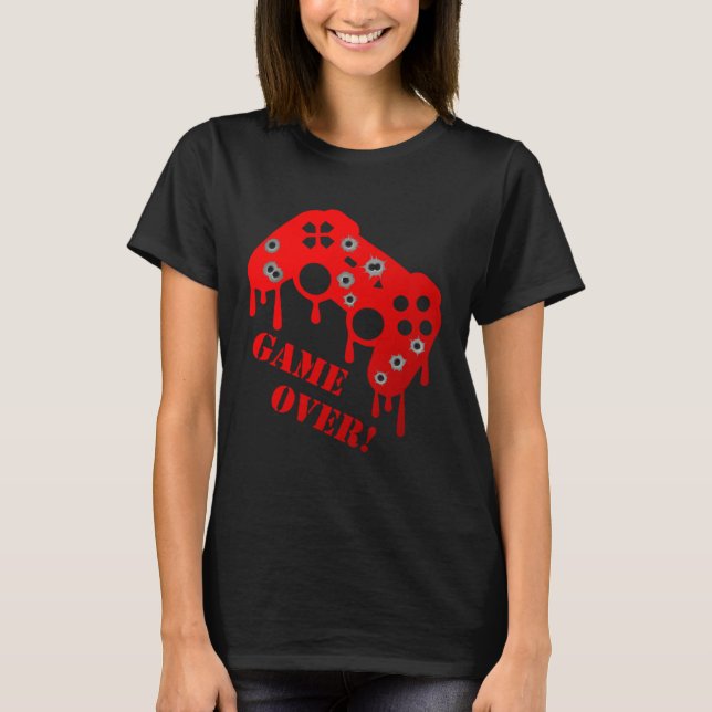 Game Over Gamer Player Console Video Games Player T-Shirt (Front)
