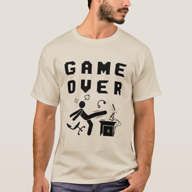 Game Over Gamer Rage Funny Gaming Humour Design T-Shirt (Front)