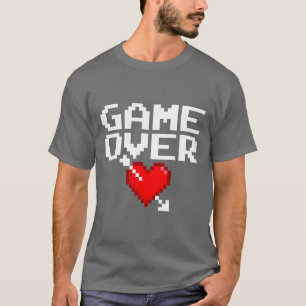 Game Over Gamer Valentine 8 Bit Gaming Pixel Heart T-Shirt