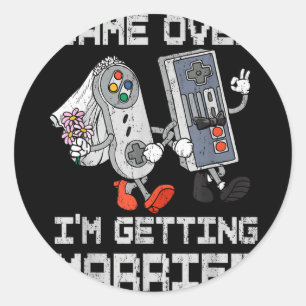 Game over getting married gamer bachelor party classic round sticker