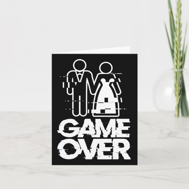 Game Over Glitch Bride Groom Funny Wedding  Card (Front)