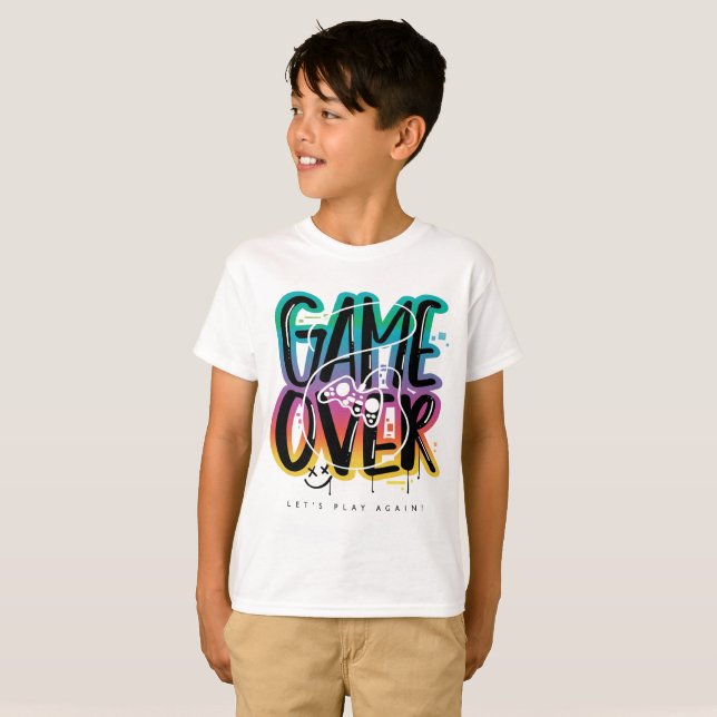 Game over graffiti joystick gamer T-Shirt (Front Full)