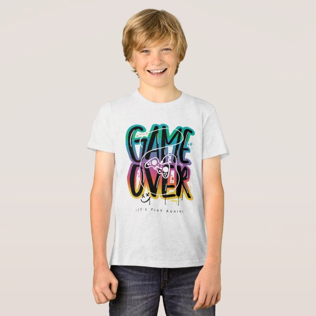 Game over graffiti joystick gamer Tri-Blend shirt (Front Full)