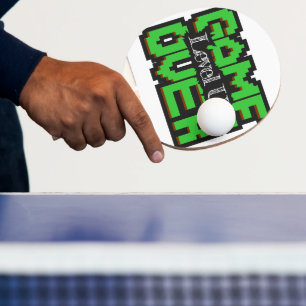Game Over, Level Up: Pixelated Retro Game World Ping Pong Paddle