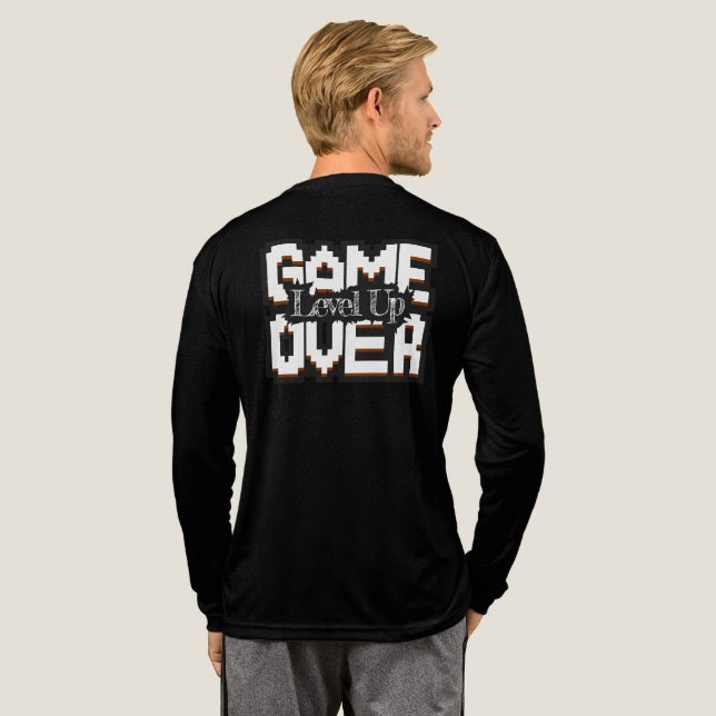 Game Over, Level Up: Pixelated Retro Game World Tri-Blend Shirt (Full Back)