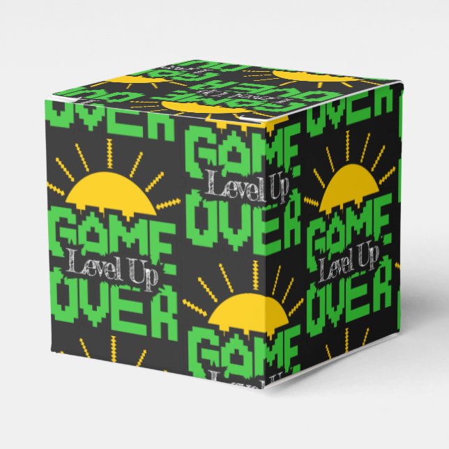 Game Over, Level Up: Retro Pixel Block Adventure Favour Box (Front Side)