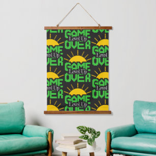 Game Over, Level Up: Retro Pixel Block Adventure Hanging Tapestry