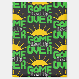 Game Over, Level Up: Retro Pixel Block Adventure Magnet