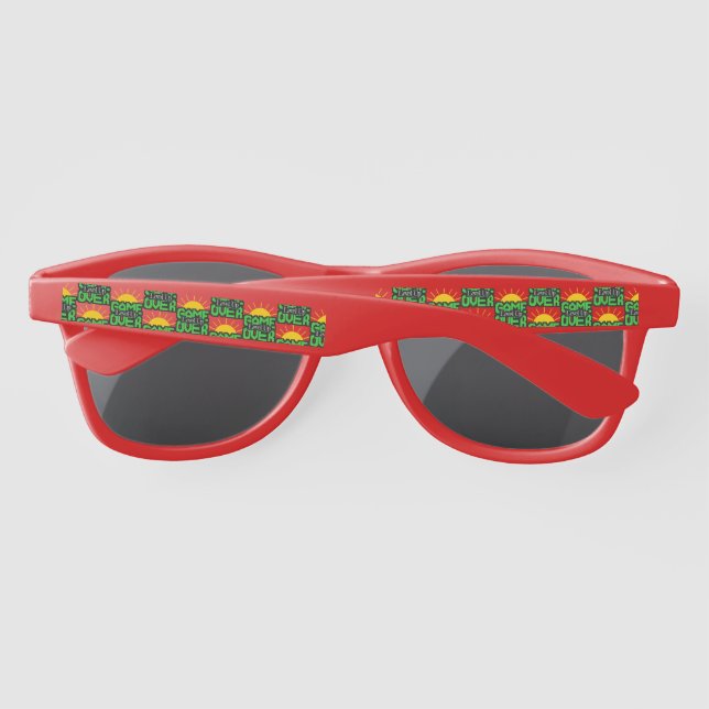 Game Over, Level Up: Retro Pixel Block Adventure Sunglasses (Back)