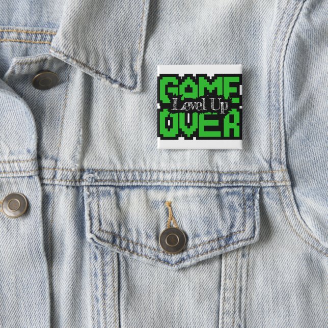 Game Over, Level Up: Retro Pixel Sandbox Adventure 15 Cm Square Badge (In Situ)
