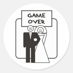 Game Over Marriage Classic Round Sticker