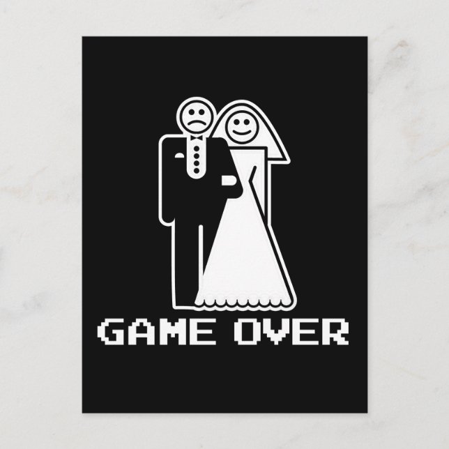Game Over Marriage Game Over Funny tshirt Postcard (Front)