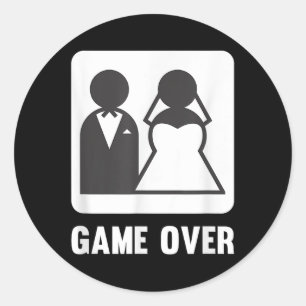 Game Over Marriage Groom Bride Classic Round Sticker