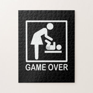 Game Over Mum Funny Black and White Pictogram Jigsaw Puzzle