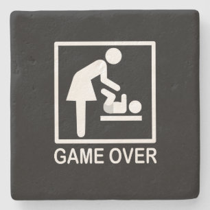 Game Over Mum Funny Black and White Pictogram Stone Coaster