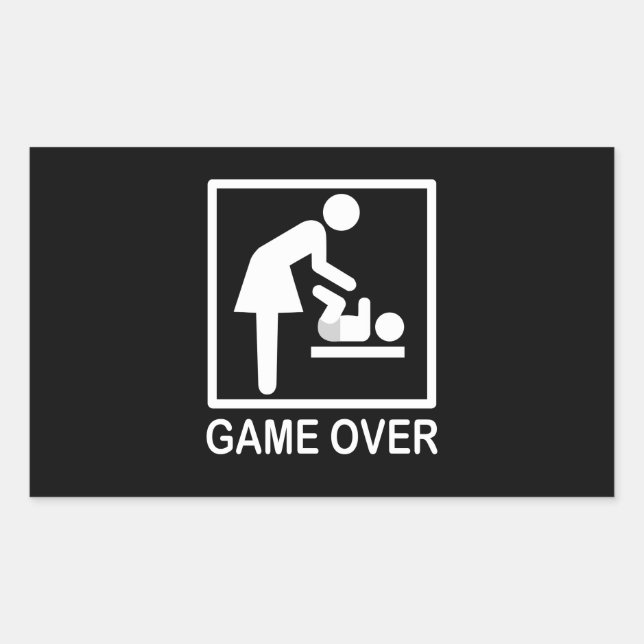 Game Over Mum Funny Signage Pictogram Rectangular Sticker (Front)