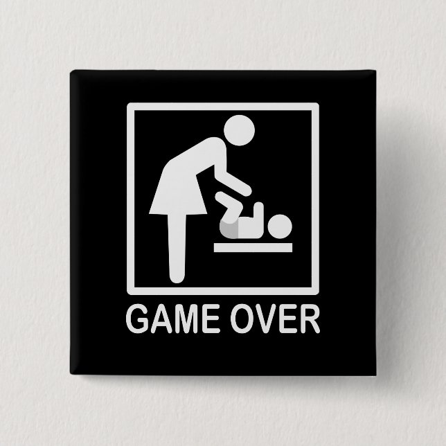 Game Over Mum Humourous Pictogram 15 Cm Square Badge (Front)
