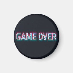 Game Over Neon Sign   Retro Glowing Arcade Design  Magnet