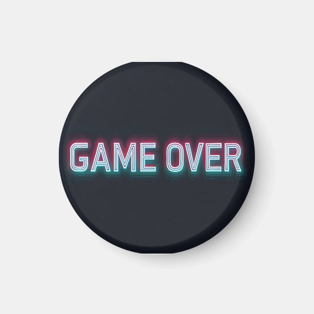Game Over Neon Sign | Retro Glowing Arcade Design  Magnet (Front)