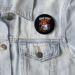 Game Over Never Funny Gamer Ghost Halloween 6 Cm Round Badge