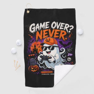 Game Over Never Funny Gamer Ghost Halloween Golf Towel